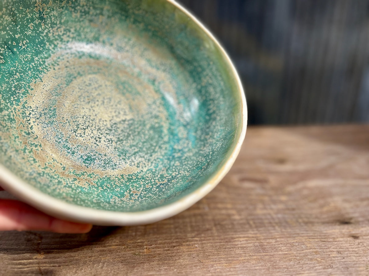 Green Tea & Alabaster Serving Bowl