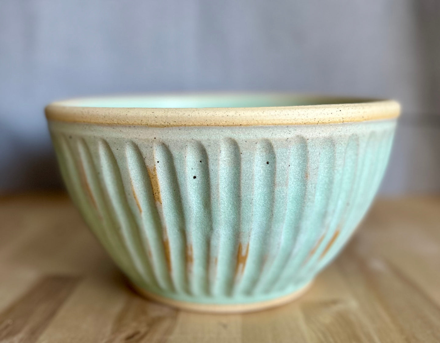 Spring Mint Fluted Serving Bowl