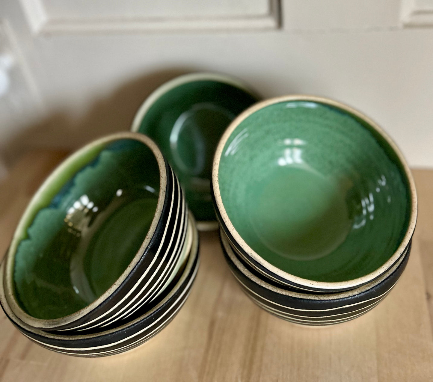 Stripes Over Moss Bowl