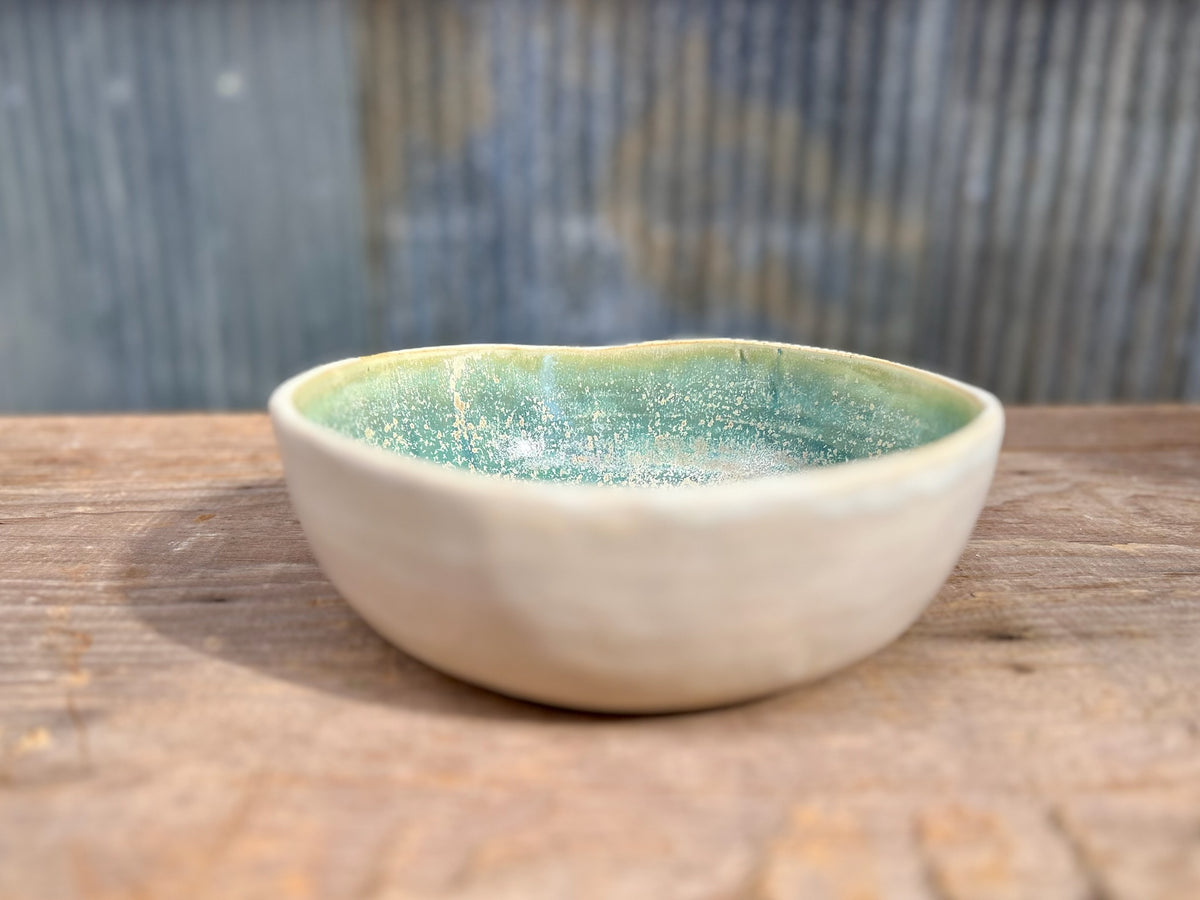 Green Tea & Alabaster Serving Bowl