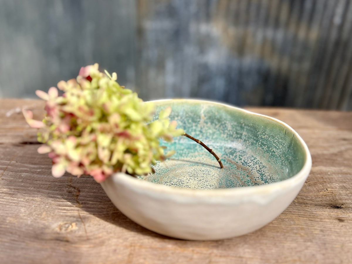Green Tea & Alabaster Serving Bowl