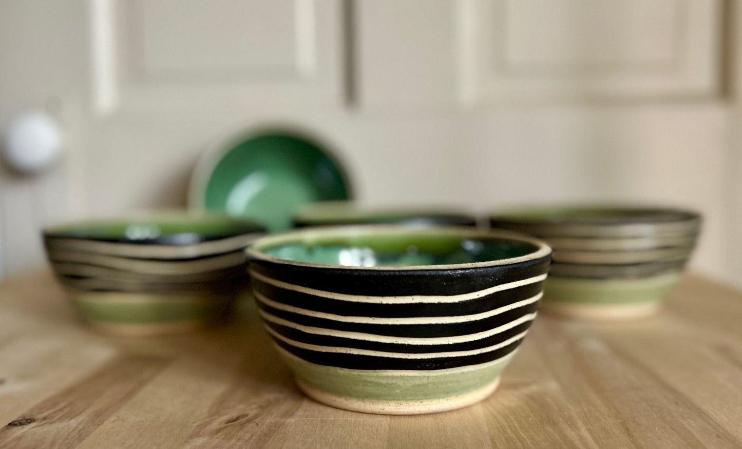 Stripes Over Moss Bowl