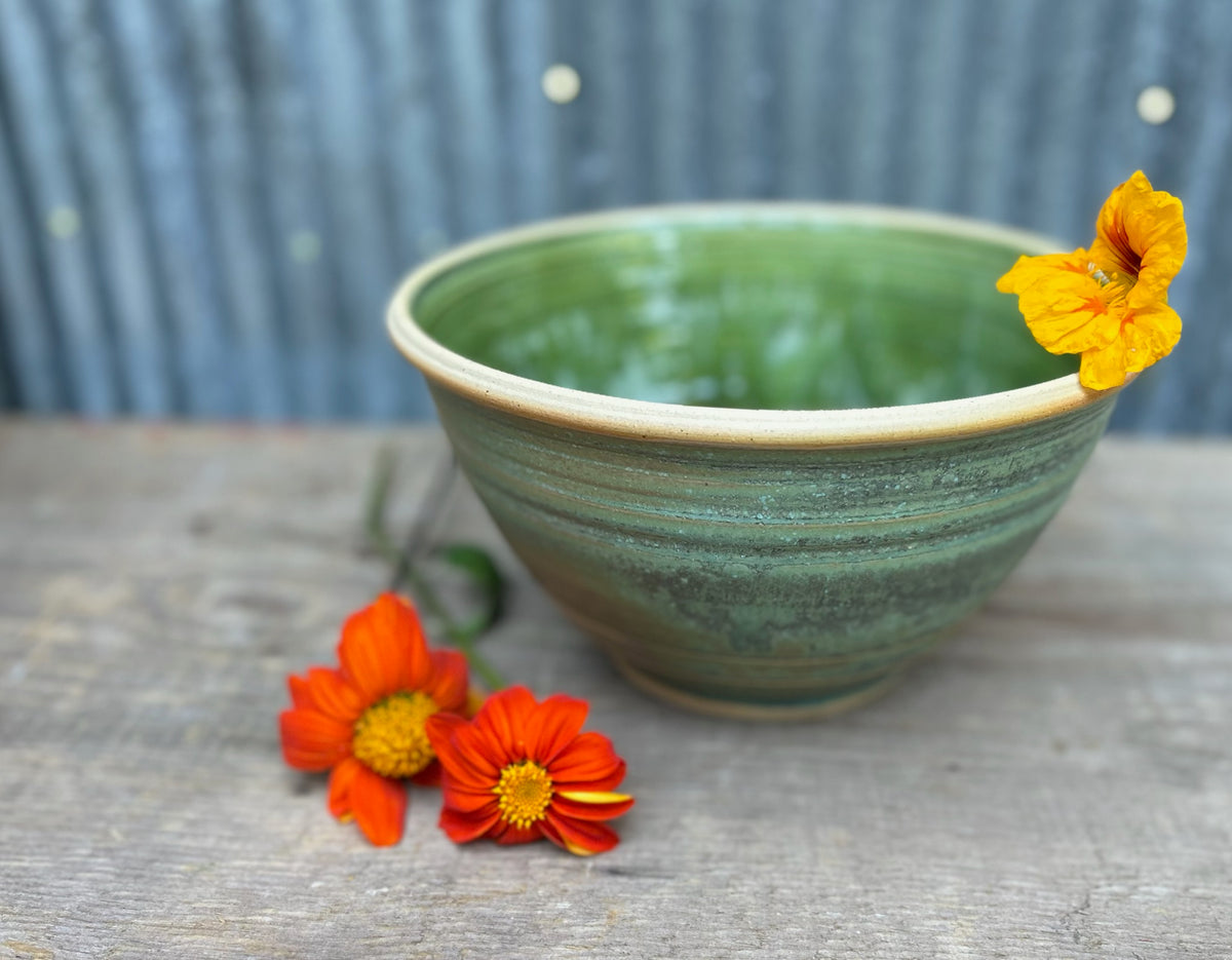 Olive Blossom & Lichen Serving Bowl